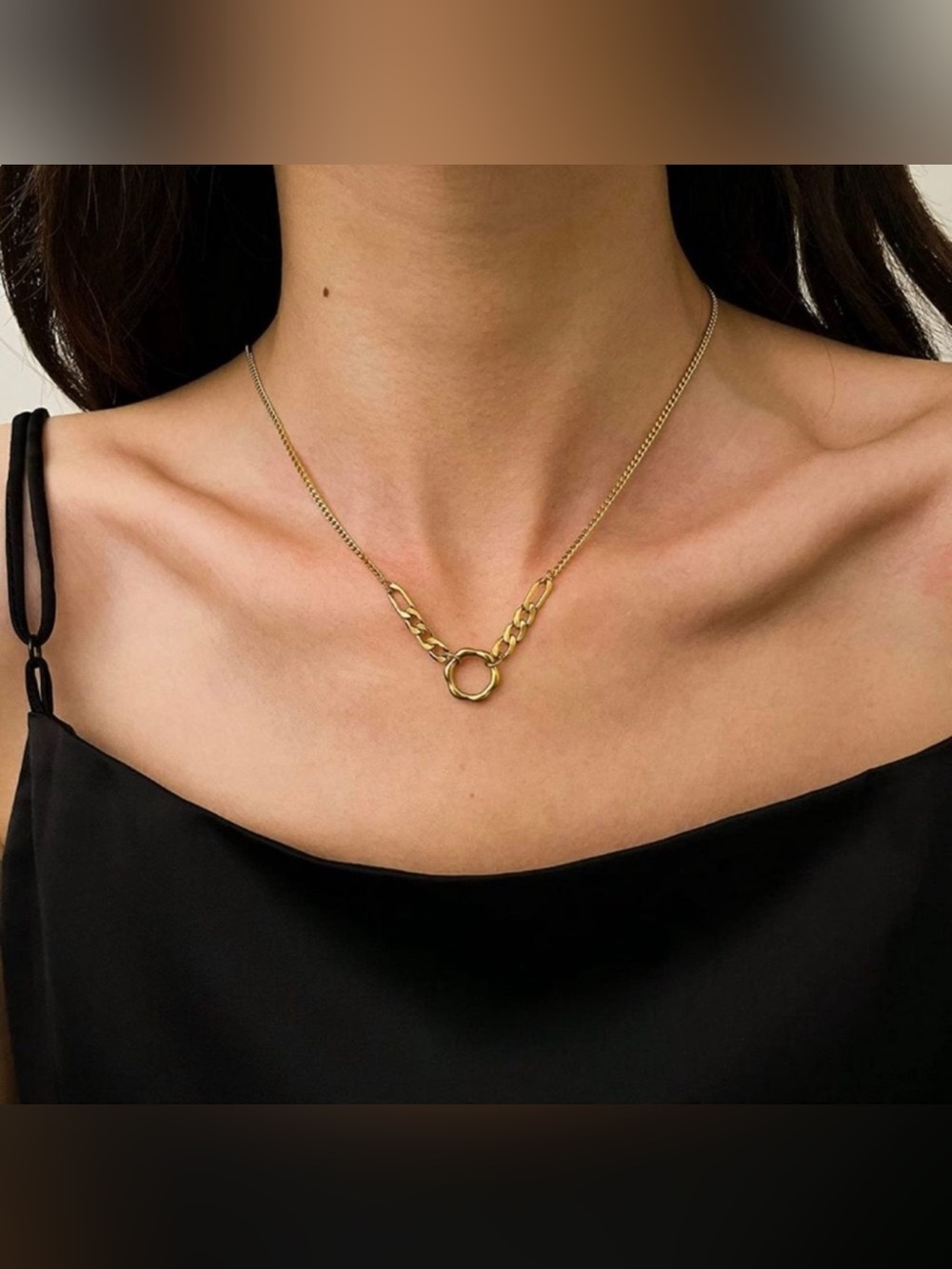18k Gold Plated Circle Chain Necklace